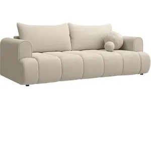 SELSEY Canapé convertible trois places - DANDELINO - tissu chenille beige clair pas cher