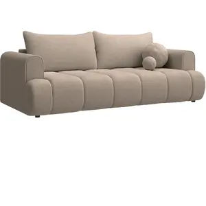 SELSEY Canapé convertible trois places - DANDELINO - tissu chenille beige pas cher
