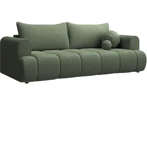 SELSEY Canapé convertible trois places - DANDELINO - tissu chenille vert pas cher