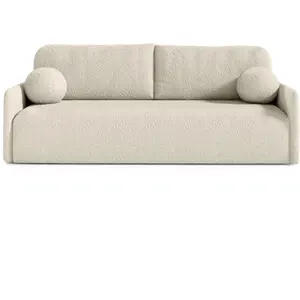 SELSEY Canapé convertible 3 places - GLOVE - en bouclette beige pas cher