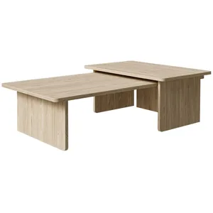 Selsey Set de 2 tables basses aspect bois clair 140x90 / 90x55 cm pas cher