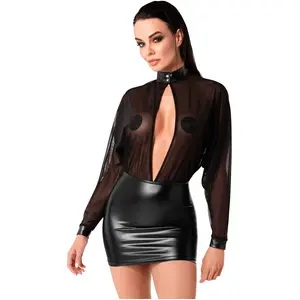 Noir HandMade Mini robe Opium F348 wetlook et tulleVendu parrue-des-plaisirs