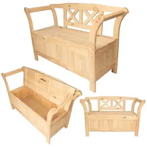KADAX Banc de jardin avec coffre Lena brut pas cher