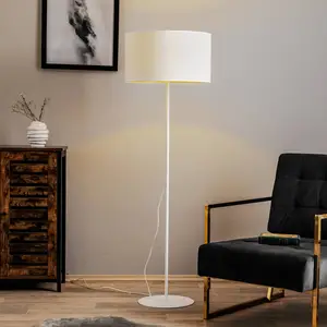 Duolla Lampadaire Roller, blanc/doré, hauteur 145 cmVendu parluminaire
