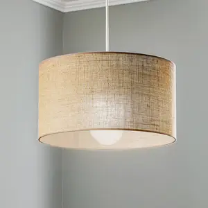 Duolla Suspension Jute cylindre brun nature Ø40cm 1 lampe pas cher