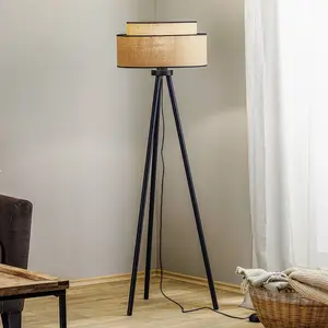 Duolla Lampadaire Boho jute & black, hauteur 145cm pas cher