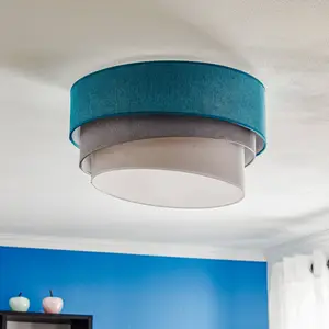 Duolla Plafonnier Pastell Trio 45cm turquoise/gris/gris clair pas cher