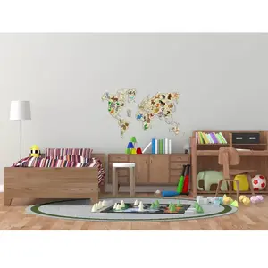 WOODEN.CITY Wooden City Puzzle 3D : WORLD MAP ANIMALS L pas cher