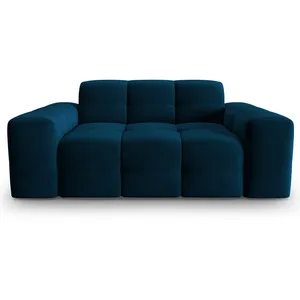 Micadoni Home Canapé 2 places en tissu velours bleu marine pas cher