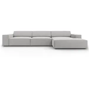 Micadoni Home Canapé d'angle 4 places en tissu structuré gris clair pas cher