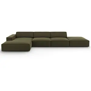 Micadoni Home Canapé d'angle 5 places en velours vert pas cher