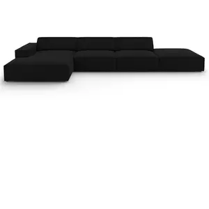 Micadoni Home Canapé d'angle 5 places en velours noir pas cher