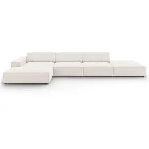 Micadoni Home Canapé d'angle 5 places en tissu structuré beige clair pas cher
