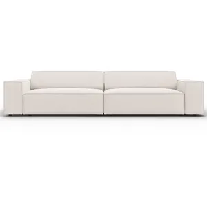 Canapé 4 places en tissu structuré beige clair pas cher