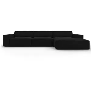 Micadoni Home Canapé d'angle 4 places en velours noir pas cher