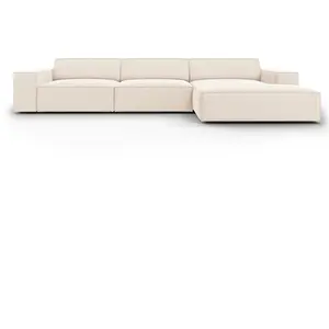 Micadoni Home Canapé d'angle 4 places en velours beige clair pas cher