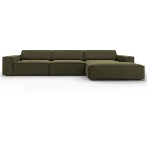 Micadoni Home Canapé d'angle 4 places en velours vert pas cher