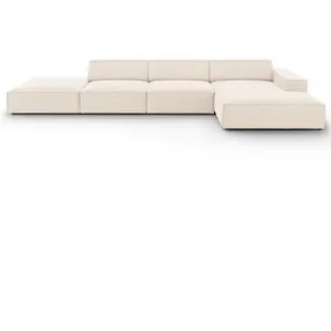 Micadoni Home Canapé d'angle 5 places en velours beige clair pas cher