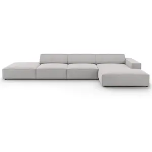 Micadoni Home Canapé d'angle 5 places en tissu structuré gris clair pas cher