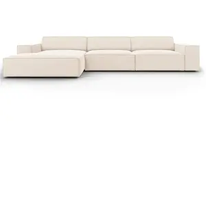 Micadoni Home Canapé d'angle 4 places en velours beige clair pas cher