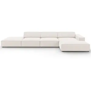 Micadoni Home Canapé d'angle 5 places en tissu structuré beige clair pas cher