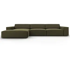 Micadoni Home Canapé d'angle 4 places en velours vert pas cher