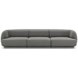 Micadoni Home Canapé 3 places en tissu velours gris clair pas cher