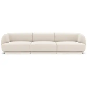 Micadoni Home Canapé 3 places en tissu velours beige clair pas cher