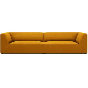 Micadoni Home Canapé 4 places en tissu velours côtelé jaune pas cher