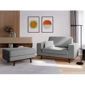 Mazzini Sofas - Pouf velours Hebe 1 place Gris - 86x60x43 cm OS