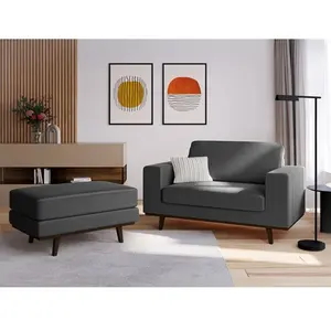 Mazzini Sofas - Pouf velours Hebe 1 place Gris Foncé - 86x60x43 OS