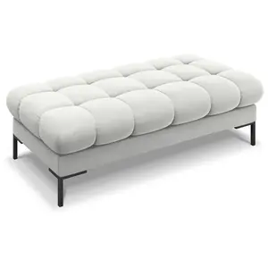 Micadoni Home Banc 2 places en tissu velours argent pas cher