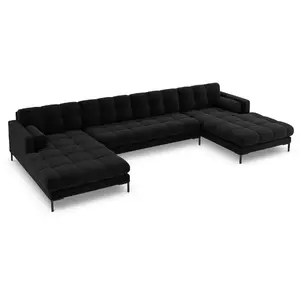 COSMOPOLITAN DESIGN Canapé panoramique "Bali" 7 places en velours noir TU
