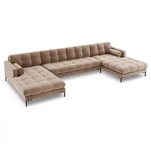 COSMOPOLITAN DESIGN Canapé panoramique "Bali" 7 places en velours beige TU