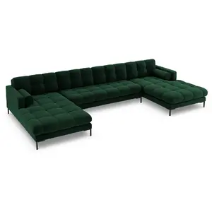 Comparateur de prix : COSMOPOLITAN DESIGN Canapé panoramique "Bali" 7 places en velours vert bouteille TU