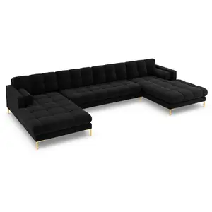 COSMOPOLITAN DESIGN Canapé panoramique "Bali" 7 places en velours noir TU