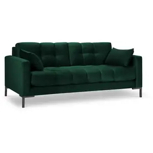 Micadoni Home Canapé 2 places en tissu velours vert bouteille pas cher