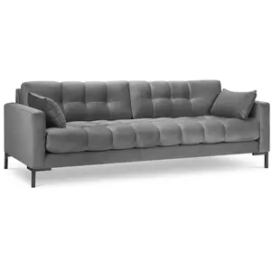 Micadoni Home Canapé 4 places en tissu velours gris clair pas cher