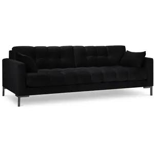 Micadoni Home Canapé 4 places en tissu velours noir pas cher