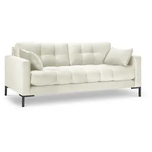 Micadoni Home Canapé 3 places en tissu velours beige clair pas cher