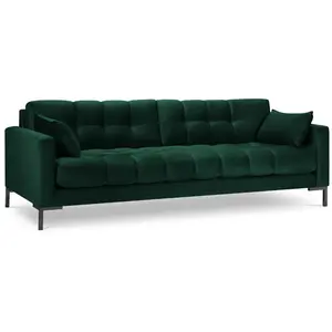 Micadoni Home Canapé 4 places en tissu velours vert bouteille pas cher