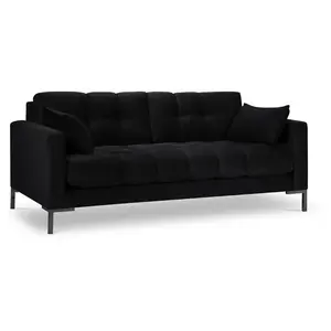 Micadoni Home Canapé 3 places en tissu velours noir pas cher