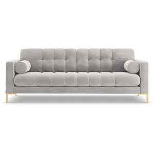 Cosmopolitan Design - Canapé Velours Bali 4 Places gris - 217x92x75 cm... pas cher
