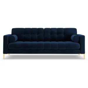 Cosmopolitan Design - Canapé Velours Bali 3 Places bleu roi - 177x92x75 cm T.U pas cher