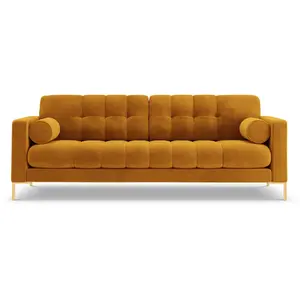 COSMOPOLITAN DESIGN Canapé "Bali" 3 places en velours jaune TU pas cher