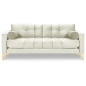Cosmopolitan Design - Canapé velours bali 3 places beige clair  - 177x92x78 cm T.U