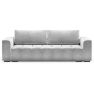 Milo Casa - Canapé velours convertible avec coffre de rangement 3 places luca gris clair - 250x105x85 cm T.U pas cher