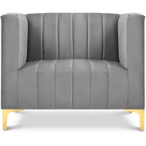 Kooko Home - Fauteuil Velours Tutti gris clair - 90x85x74 cm T.U pas cher
