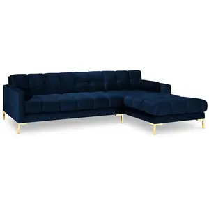 COSMOPOLITAN DESIGN Canapé d'angle droit "Bali" 5 places en velours bleu roi TU pas cher