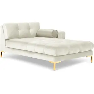 Méridienne droite "Bali" en velours beige clair TU pas cher